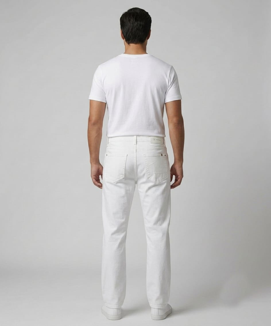 Men's Denim Straight Fit Jeans - White - JP-2267