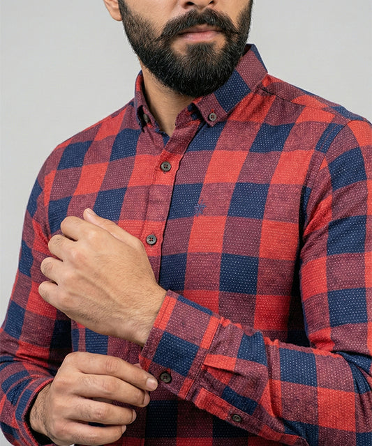 Men's Casual Shirt - Shc-1459 N/Red Chk