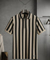 MEN'S T-SHIRT COLLAR BEIGE STRIPE TSH-7160