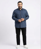 Men's Over Size Casual Shirt - Texture-Navy Shc-1391 (ORG-H)