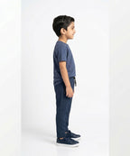 Kids Smart Baggy stretchable premium trouser Navy Texture BLW-0136