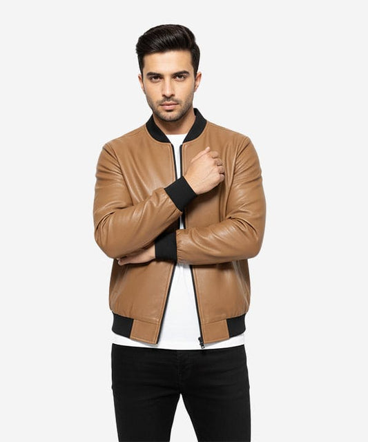 Men's Leather Jacket - Brown JK-0442