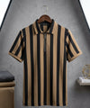MEN'S T-SHIRT COLLAR BROWN STRIPE TSH-7160