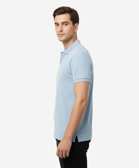HR Clothing Men's T-Shirt Texture Collar L-Blue