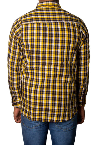 Men's Casual Checkered Shirt SHC-1701 Yellow Chk