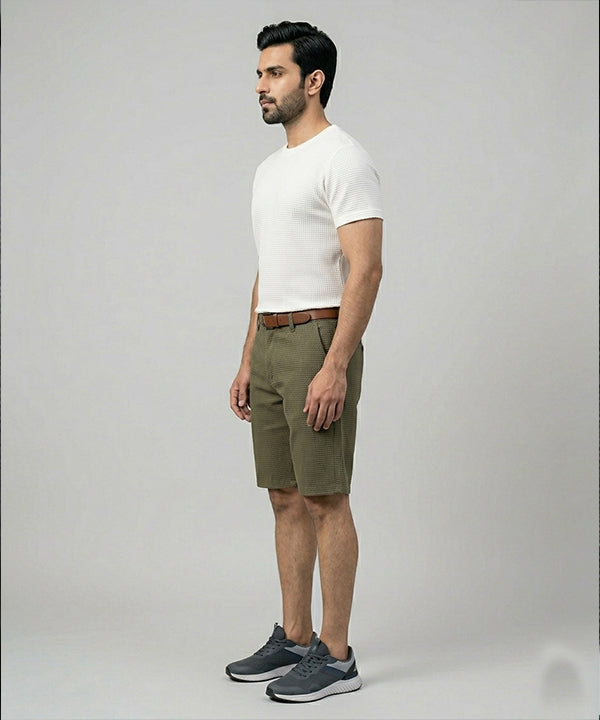 Men’s Summer Cotton Texture Green Shorts- BR-0102