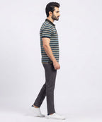 MEN'S T-SHIRT COLLAR BEIGE STRIPE OLD MONEY TSH-5916