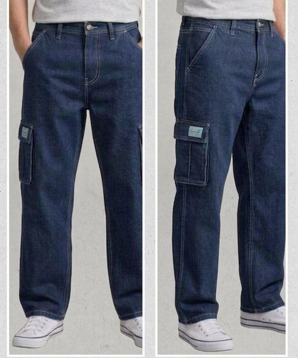 Men's Baggy 6 Pocket Denim- Jp-2246 N-Blue