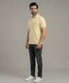 Premium Ribbed Collar Polo T-Shirt Fawn TSH-7162