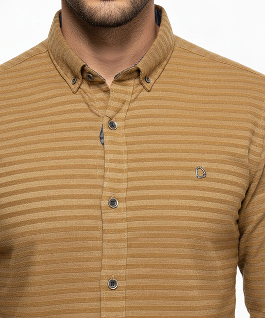 Men's Casual Shirt - Shc-1704 Brown Stripe