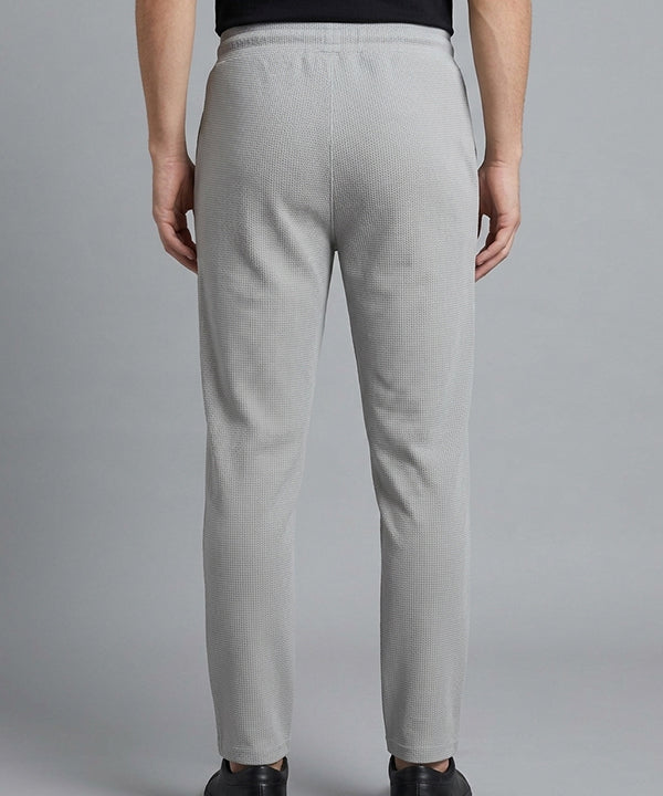 Waffle Knit Elastic Waist Trousers - L Grey Lwr-0694