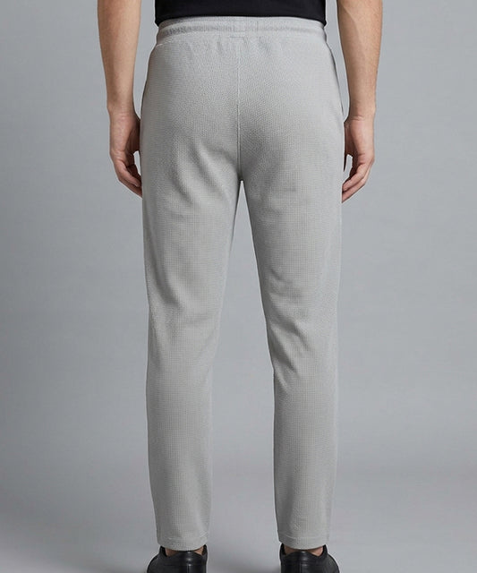 Waffle Knit Elastic Waist Trousers - L Grey Lwr-0694