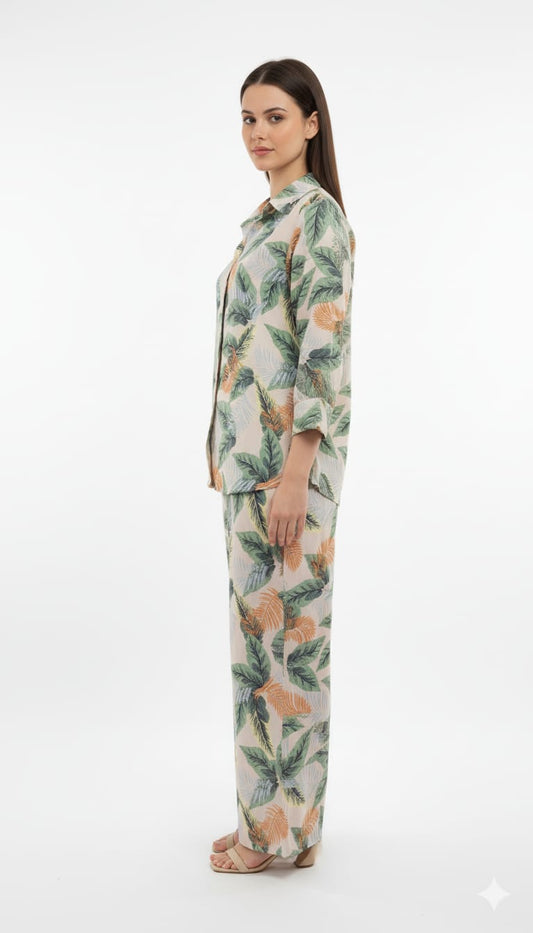 Women's Co-Ord Suit Green Floral