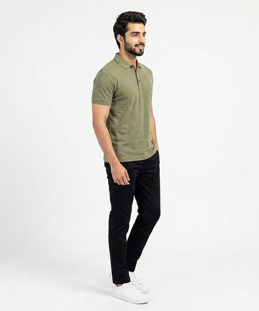 A|X Logo Self-Textured Polo T-Shirt TSH-7163 Olive