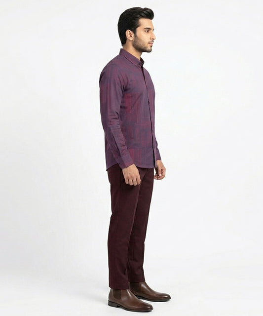 Men's Casual Shirt - Shc-1106 Dotted Maroon