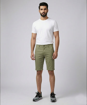Men’s Summer Cotton Texture Green Shorts- BR-0103