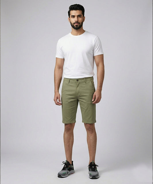 Men’s Summer Cotton Texture Green Shorts- BR-0103