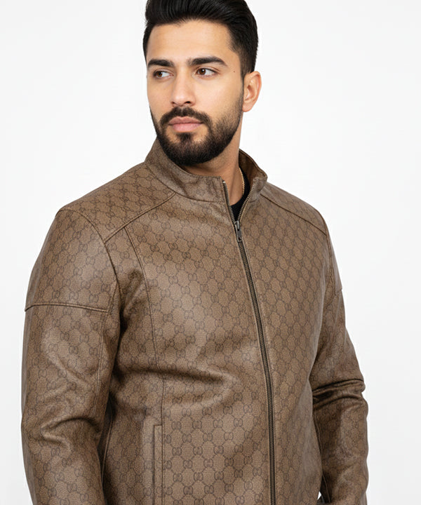 Men's Leather Jacket - Brown Jk-0357