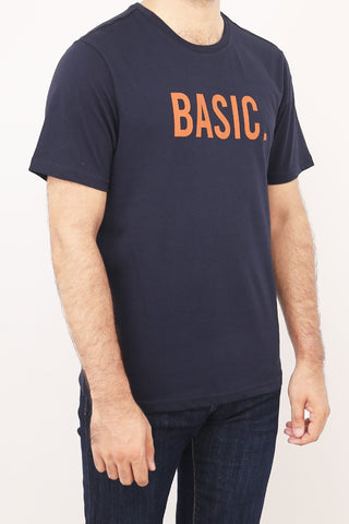 Crew Neck Basic Printed Tee Tsh-5249 Navy