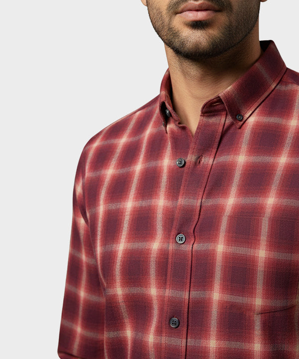 Men's Casual Shirt - Shc-1607 Orange Stripe