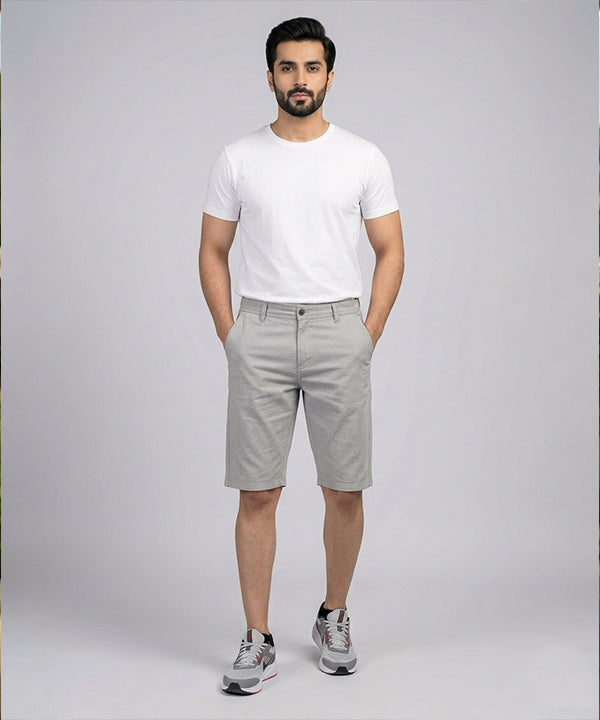 Men’s Summer Cotton Texture Grey Shorts- BR-0102