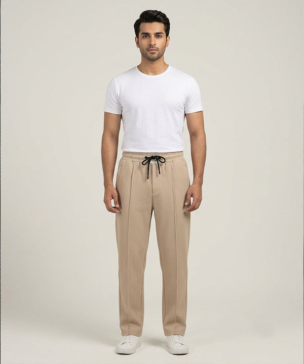 Men’s Smart Baggy Waffle Trouser– LWR-0711 Beige