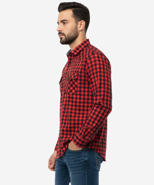 Men's Casual Shirt - Shc-1579 Red Chk A