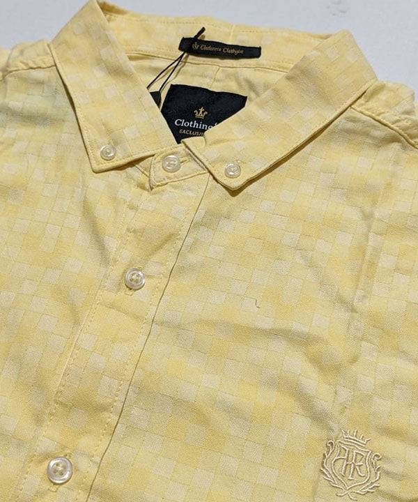 Men's Over Size Casual Shirt - Texture Yellow Shc-1938 ORG