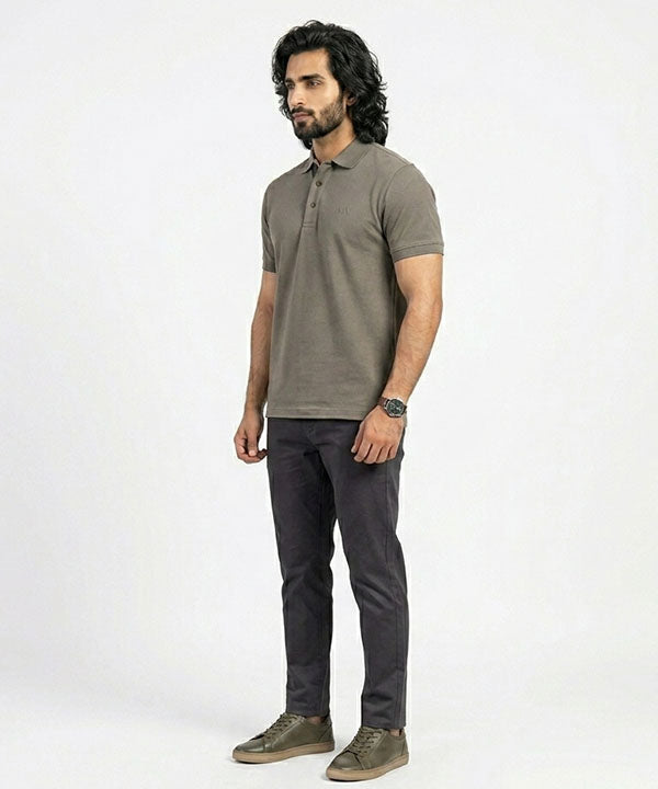 A|X Logo Self-Textured Polo T-Shirt TSH-7163 Grey