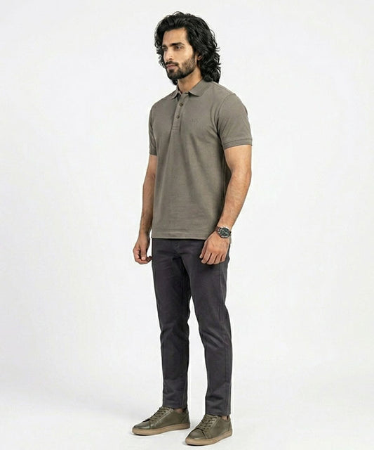 A|X Logo Self-Textured Polo T-Shirt TSH-7163 Grey