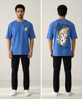 HR Clothing Men's Blue Printed Drop Shoulder T-Shirt - TSH-5762
