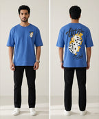 HR Clothing Men's Blue Printed Drop Shoulder T-Shirt - TSH-5762