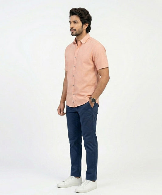 Men's Casual L-Pink Half Sleves Shc-2071