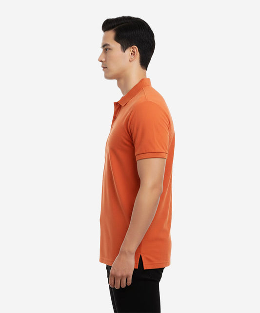 HR Clothing Men's T-Shirt Texture Collar Rust
