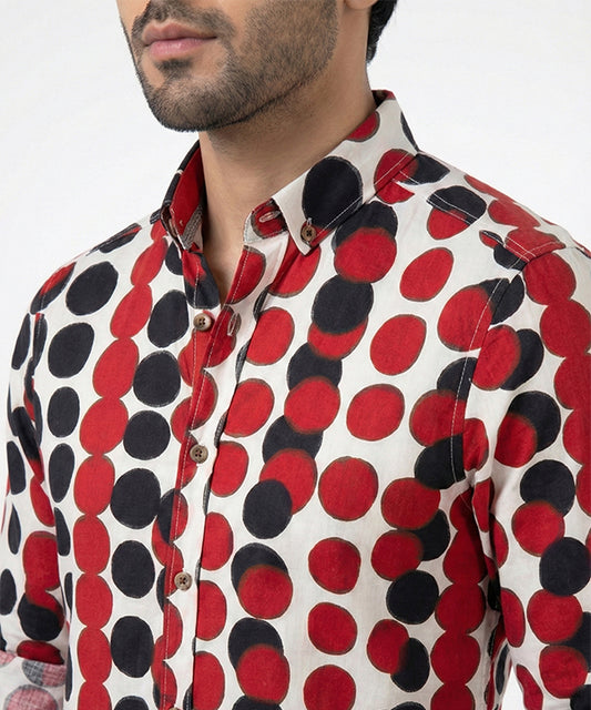 Men's Casual Shirt - Shc-1227 White Red