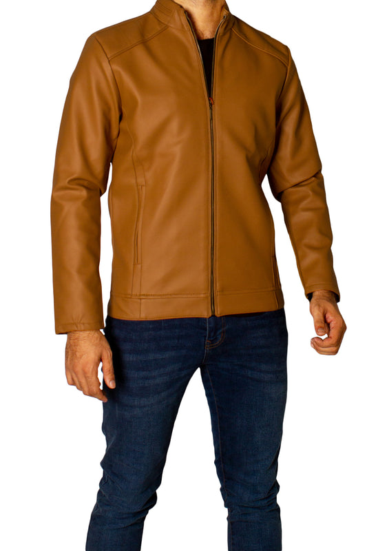 Men's Faux Leather Jacket Jk-0287 L-Brown