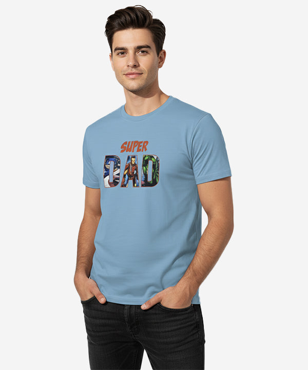 HR Clothing Men’s Super Dad Printed T-Shirt – Sky TSH-5921