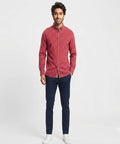 HR Clothing Men's Casual Shirt - Maroon-Stripe Shc-1811 (ORG)(H)