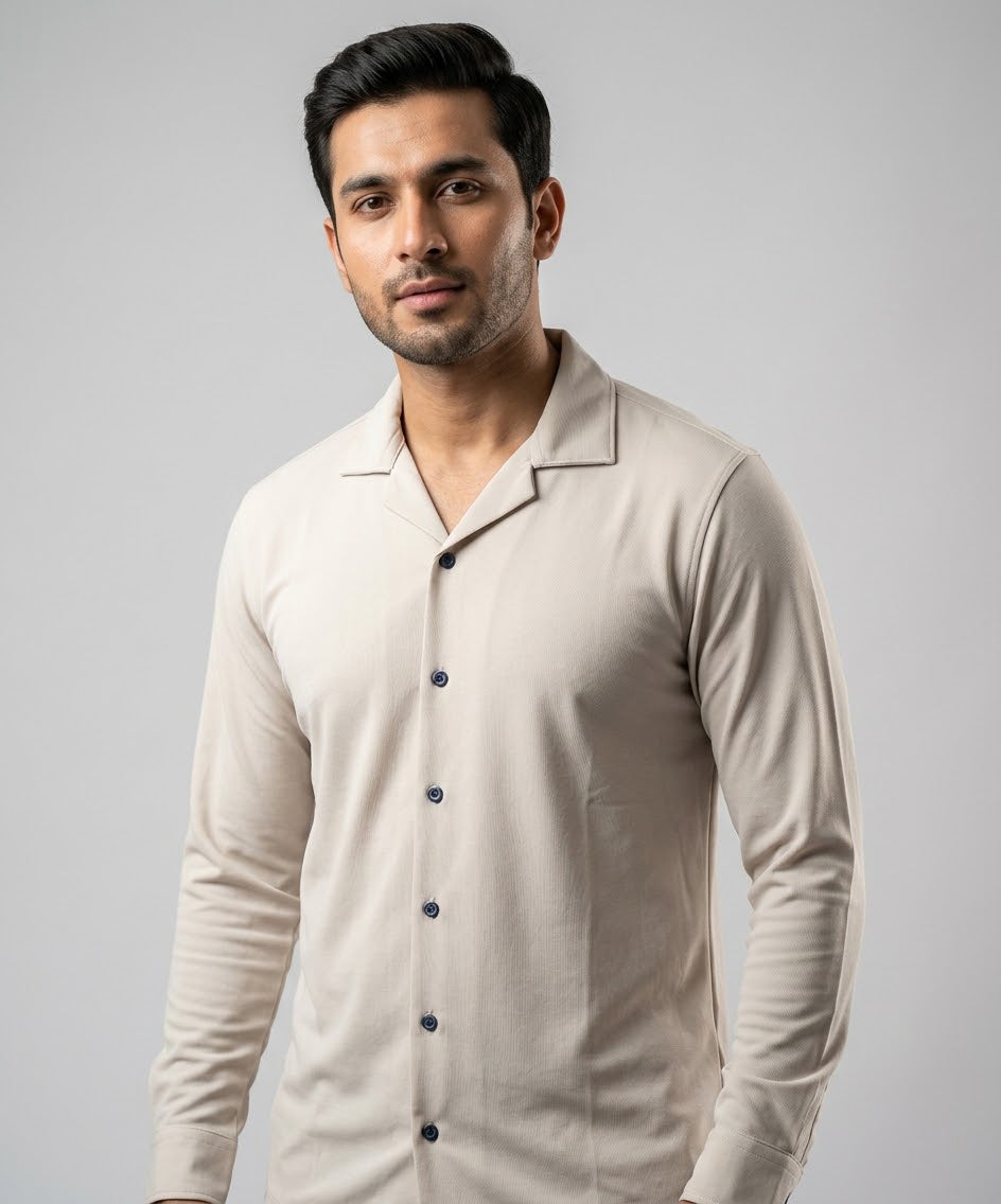 Men's Inter Lock Shirt Full-Sleeves - Fawn Shc-3089 (ORG-H)