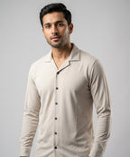 Men's Inter Lock Shirt Full-Sleeves - Fawn Shc-3089 (ORG-H)