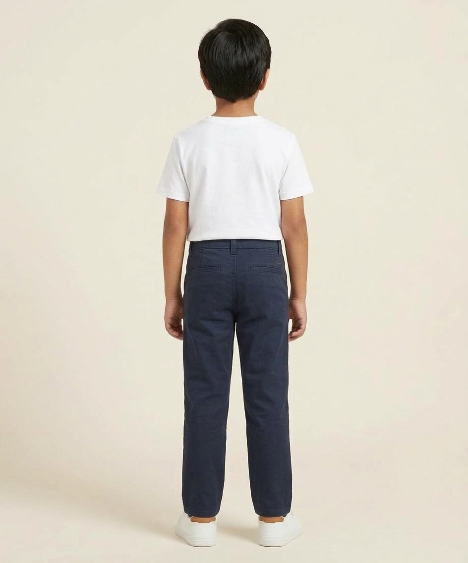 Kids Cotton Self-Navy Chino Pant - Bcp-0052