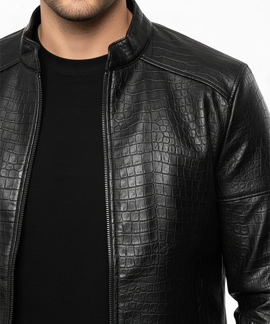 Men's Faux Leather Jacket Jk-0361 Black