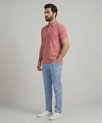Premium Ribbed Collar Polo T-Shirt Pink TSH-7162
