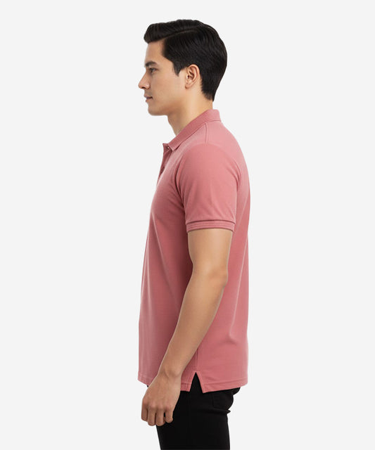 HR Clothing Men's T-Shirt Texture Collar Pink