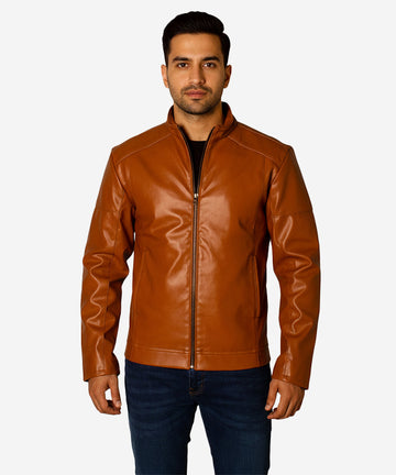 Men's Faux Leather Jacket Jk-0287 Mustard