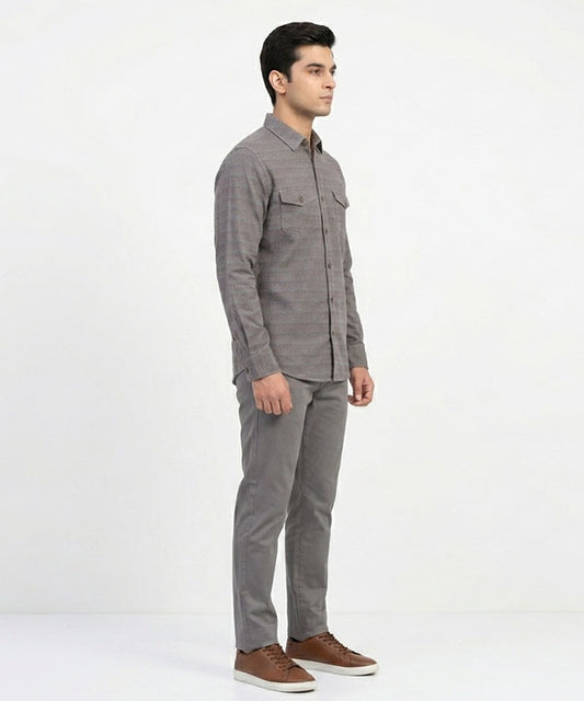 Men's Casual Shirt - Texture Grey Shc-1723 ORG