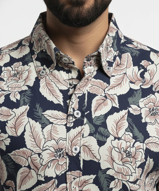 Men's Casual Shirt - Shc-1108 B/Beige Floral