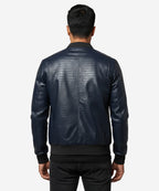 Men's Faux Leather Jacket Jk-0443 Navy
