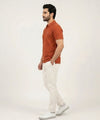 Premium Ribbed Collar Polo T-Shirt Rust TSH-7162