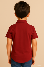 HR clothing Kids Half Sleeves Shirt - Maroon BSH-0110